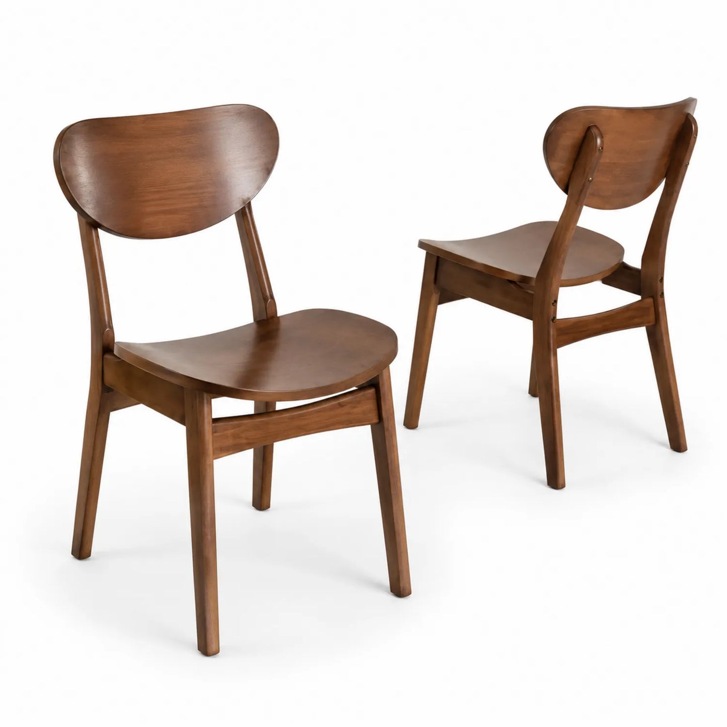 Ensemble de 2 chaises en bois d'hévéa marron