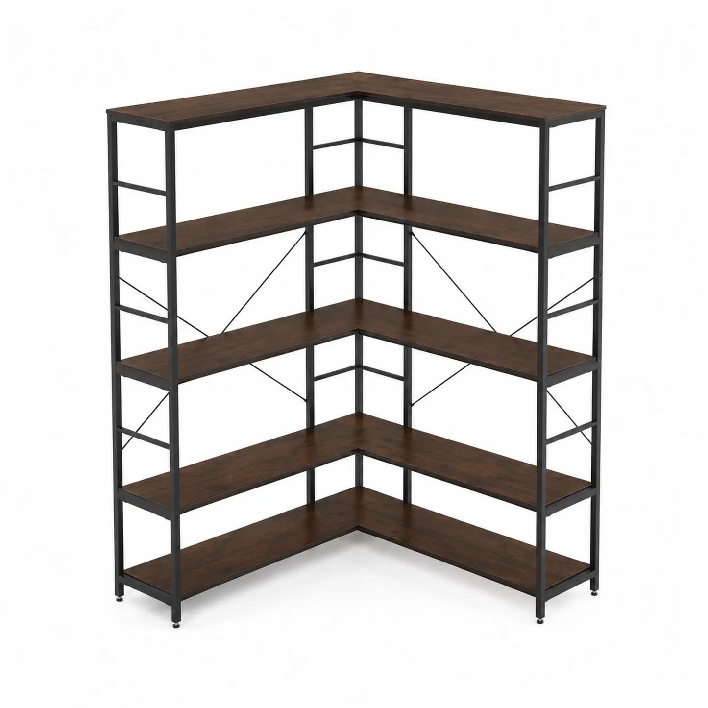 Étagère d'angle en bois et métal
