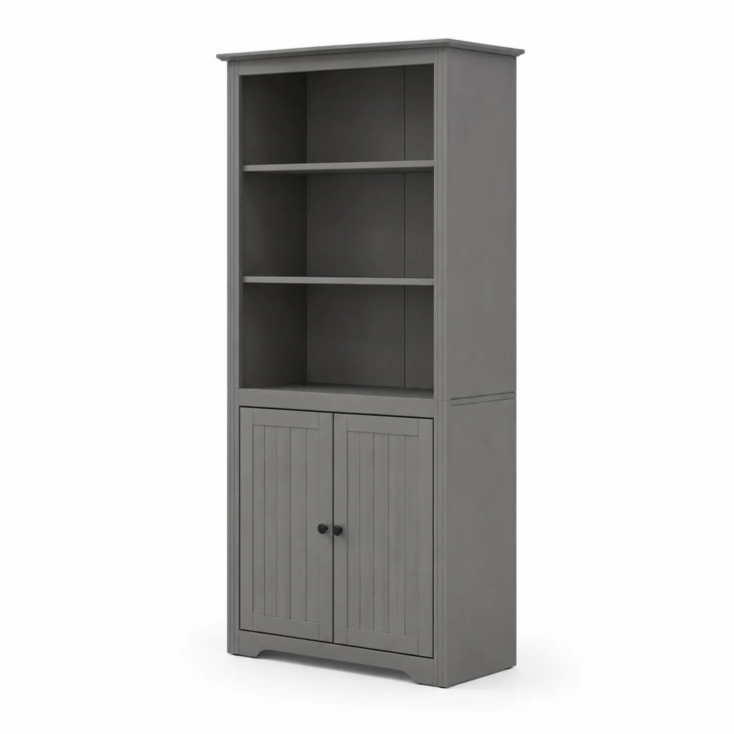 Bibliothèque en bois de pin gris avec portes 180 cm