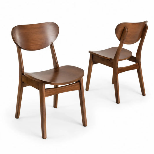 Ensemble de 2 chaises en bois d'hévéa marron