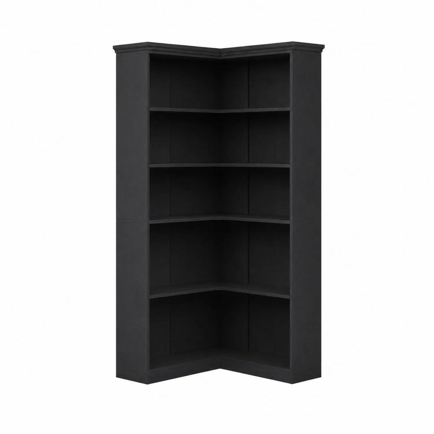 Étagère d'angle en bois MDF Noir avec 5 étagères
