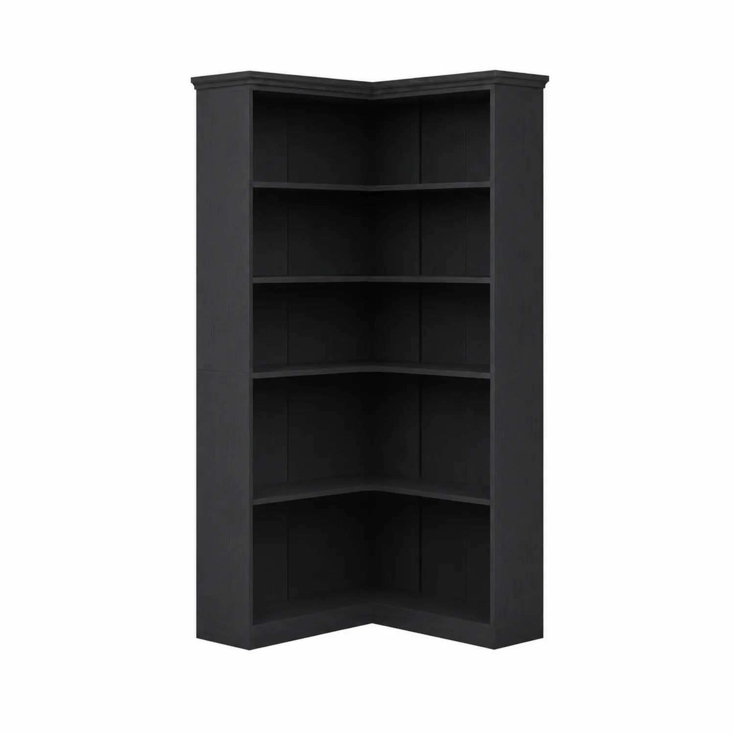 Étagère d'angle en bois MDF Noir avec 5 étagères