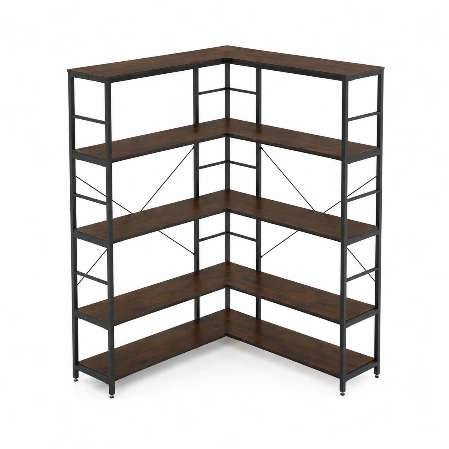 Étagère d'angle en bois et métal