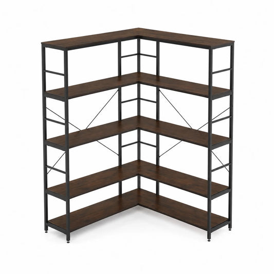 Étagère d'angle en bois et métal