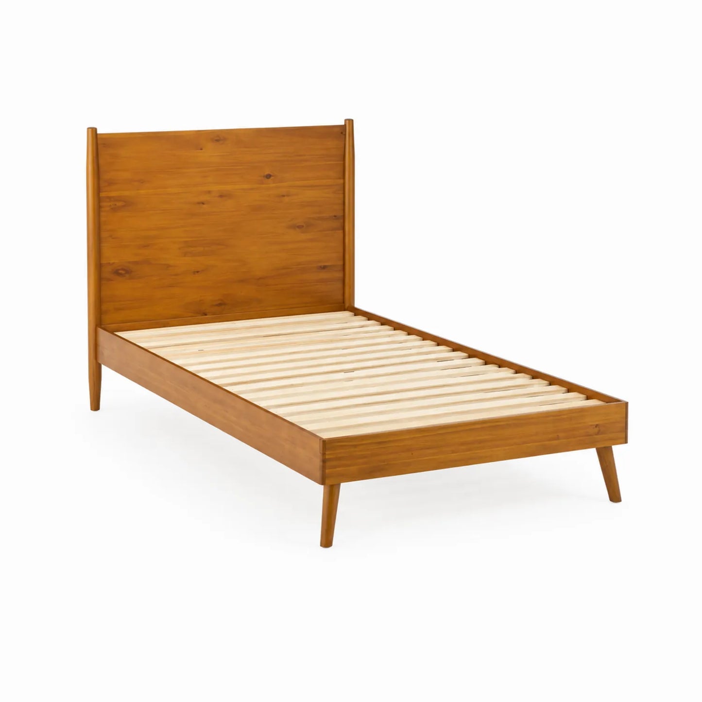 Lit simple en bois de pin marron 200x90 cm