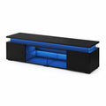 Meuble TV en bois avec LED bleu et verre trempé