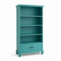 Bibliothèque en Bois avec Étagères et Tiroir Turquoise