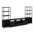 Meuble TV en métal noir avec étagères et rangements