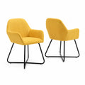 Lot de 2 chaises en velours jaune avec structure en métal