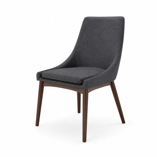 Chaise en bois avec revêtement en tissu gris anthracite