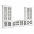 Meuble TV en bois avec portes en verre trempé blanc 240 cm