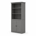 Bibliothèque en bois de pin gris avec portes 180 cm